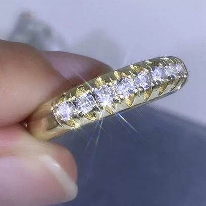 Luxury  silver /18K Gold Ring  925 Sterling Silver Womens Ring  White Sapphire Wedding Band Engagement Diamond Ring Fine Jewelry Christmas Gift Size:6 7 8 9 10