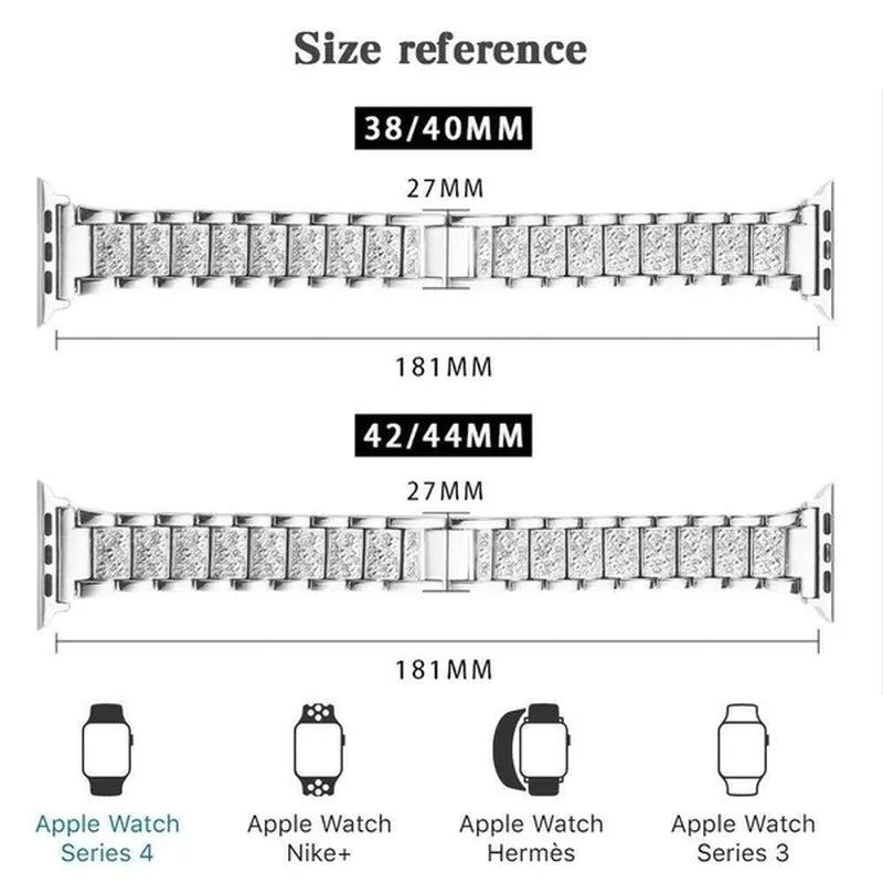 For Apple Watch Band 40Mm 44Mm 38Mm 42Mm Women Diamond Band for Apple Watch Series 6 5 4 3 2 1 Iwatch Bracelet Stainless Steel Strap for Fitbit Charge 2/3/4 Blaze/Fitbit Versa Lite
