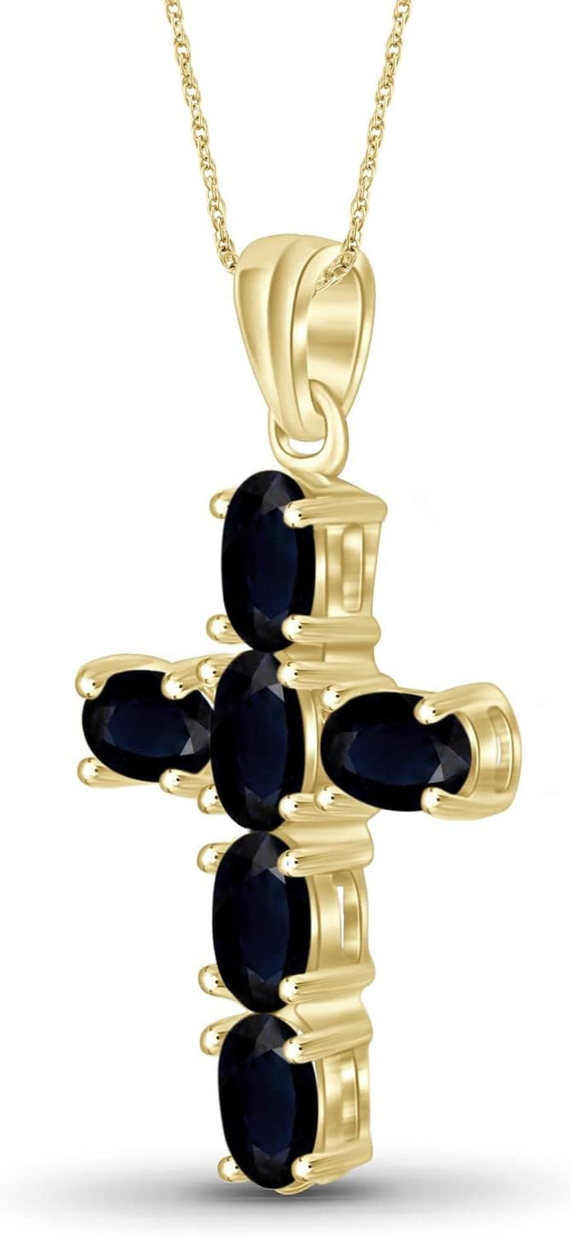 1.70 CTW Sapphire Cross Pendant in 14K Gold over Silver