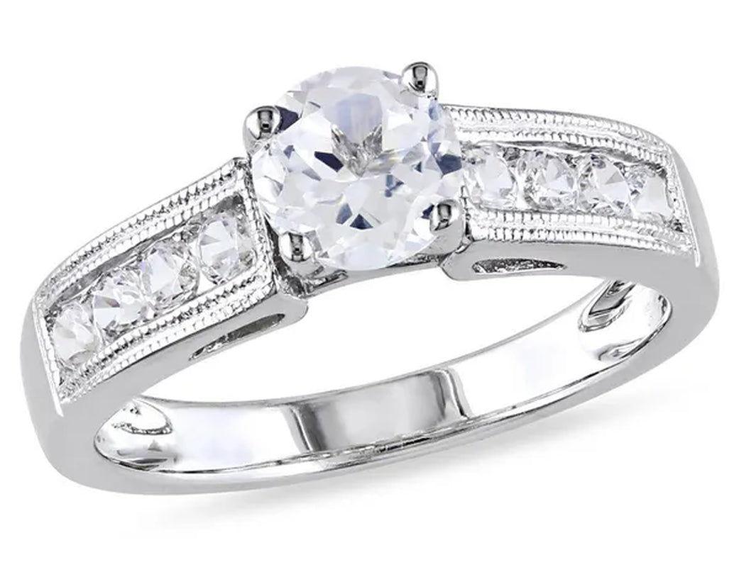 1.50 Carat (Ctw) Lab-Created White Sapphire Engagement Ring in Sterling Silver