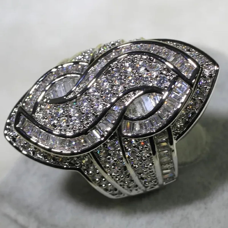 Luxury  Genuine White Sapphire s Wedding Engagement Ring Party Jewelry Gifts