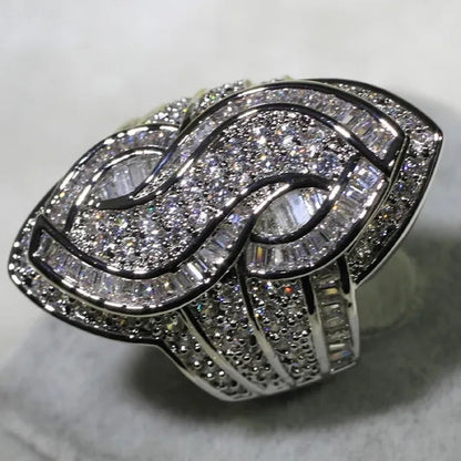 Luxury  Genuine White Sapphire s Wedding Engagement Ring Party Jewelry Gifts