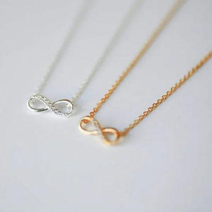 Infinity Sign Sterling Silver Necklace with real diamond accent - fancy chain - Eternal - Endless - Forever - Love