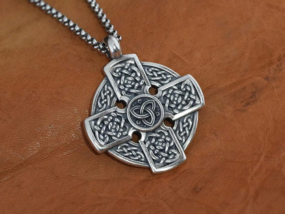 Triskele Handmade Celtic Cross Necklace for Women - Symbol of Faith Heritage - Cross Pendant for Men - Celtic Irish Cross Jewlery Charm - Catholic 925 Sterling Silver Cross Necklace