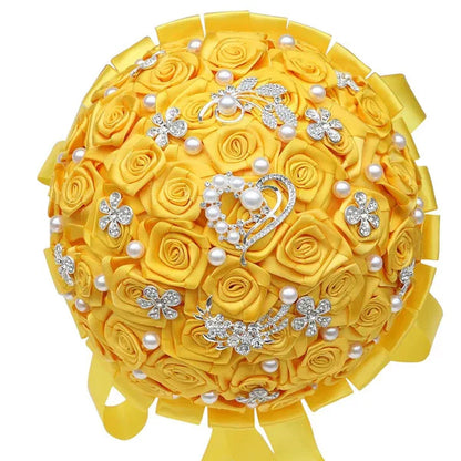 24Cm 10 Styles Can Choose Royal Blue Silver Brooch Wedding Bouquets Silk Rhinestone Artificial Rose Flowers Bridesmaid Mariage Bouquets Wedding Accessories W125