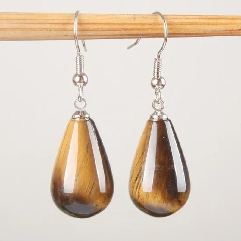 1 Pair 13X20MM Amethyst Clear Quartz Lapis Lazuli Turquoise Rose Quartz Opal Obsidian Jasper Drop Cone Bead Hook Dangle Diy Earrings