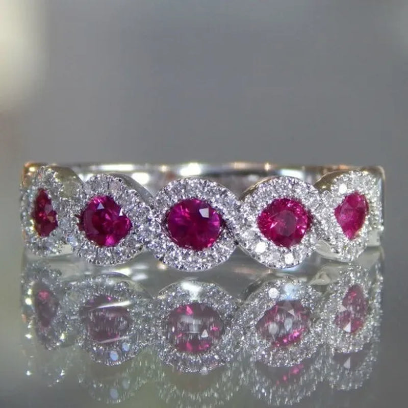 Exquisite Infinite Ruby and Zircon Ring silver plated Ring Eternal Bridal Wedding Wedding Ring Jewelry, Women's, Size 4-11