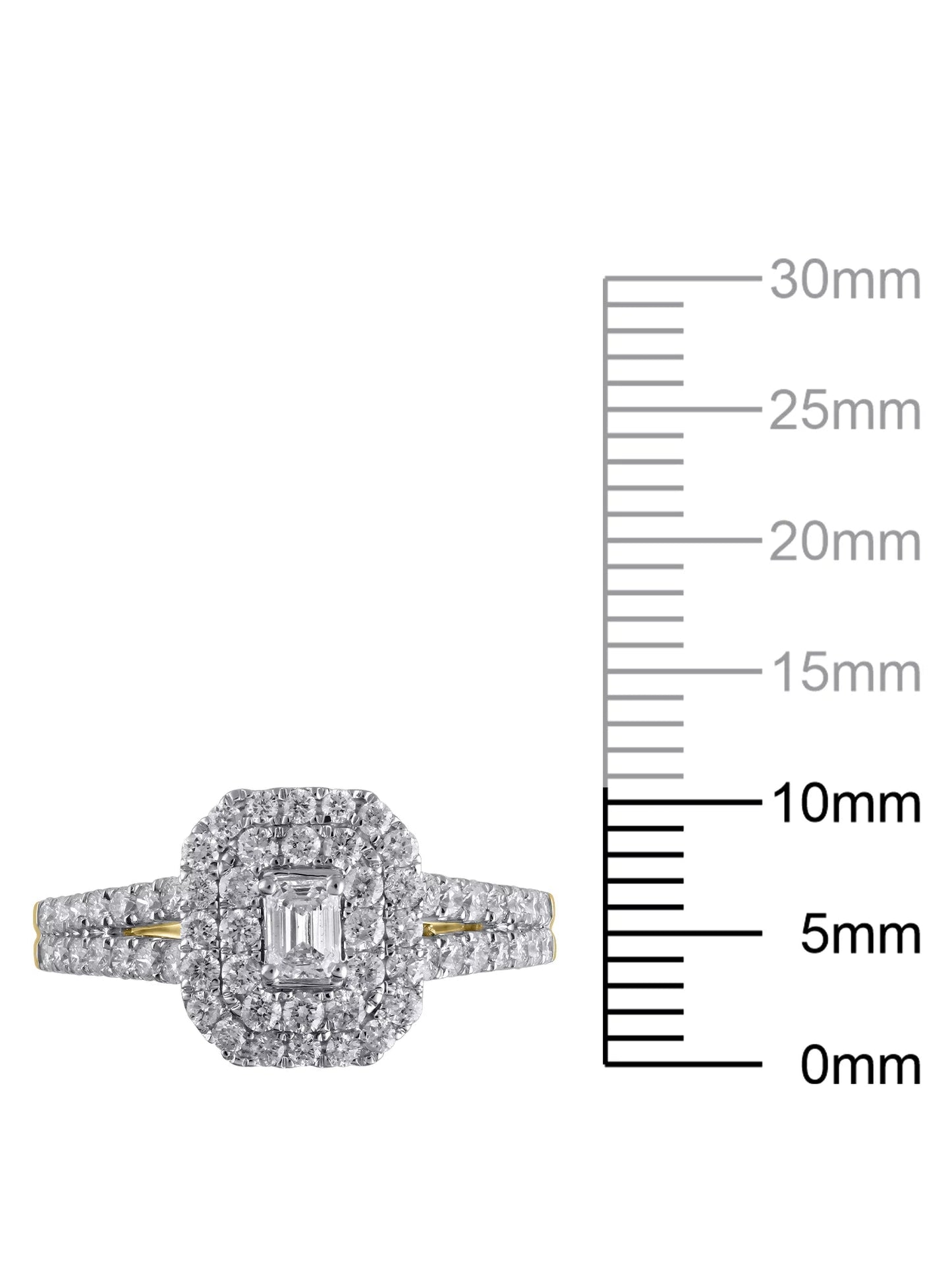 1 Carat T.W. (I2 Clarity, H-I Color)  Emerald Cut Diamond Engagement Ring in 10Kt Yellow Gold, Size 7