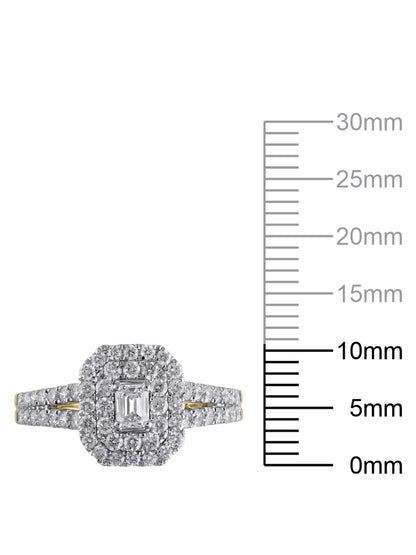 1 Carat T.W. (I2 Clarity, H-I Color)  Emerald Cut Diamond Engagement Ring in 10Kt Yellow Gold, Size 7
