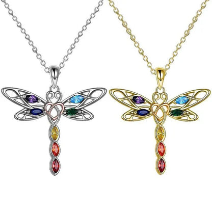 Delicate Colorful Zircon Dragonfly Necklace Insect Dragonfly Wings Pendant Engagement Necklaces for Women Insect Jewelry Creative Dragonfly Accessories Birthday Party Anniversary Gift