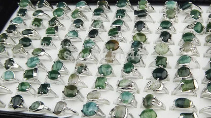 Guaranteed 10pcs 100% Natural Green Stones Tourmaline  Mix Style Fashion Rings for Womens Mens Wholesale jewelry Lots A002