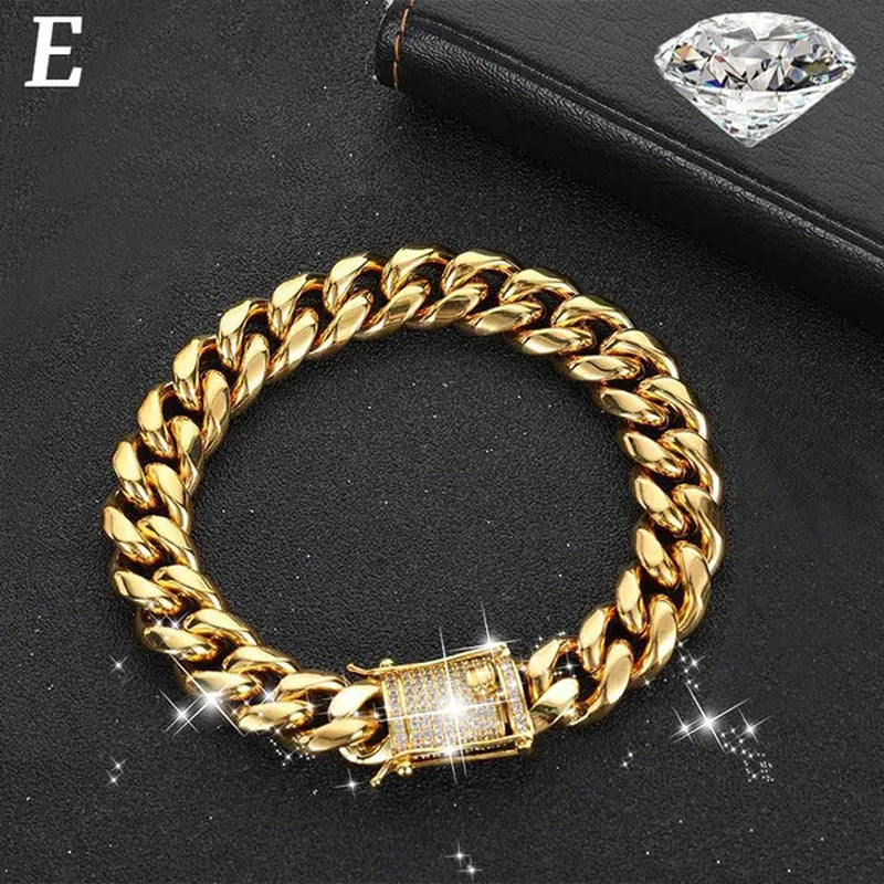 New Men's Women's Fashion Diamond Bracelet  Gold/925 Silver Plated Bracelet Luxury Bracelet Byzantine Chain Cuban Chain Birthday Holiday Gift (8 Inch)