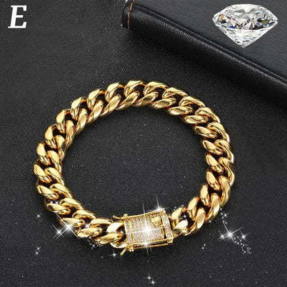 New Men's Women's Fashion Diamond Bracelet  Gold/925 Silver Plated Bracelet Luxury Bracelet Byzantine Chain Cuban Chain Birthday Holiday Gift (8 Inch)