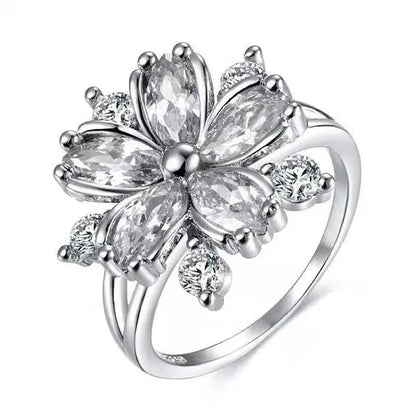 Elegant Women'S Flower Ring Luxury Pink Zircon Ring, Fashionable Flower Shape Women'S Ring, Engagement, Wedding Ring, Princess Ring, Promise Ring, Valentine'S Day, Christmas Gift. Size US5-11. Happy Shopping!