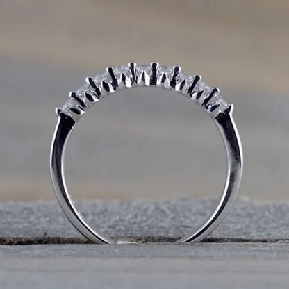 Fashion Half Eternity Zircon Ring Romantic Bride Proposal Engagement Wedding Band Anniversary Gift