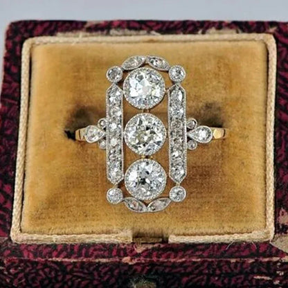 Vintage Jewelry Exquisite White Crystal Ring Elegant Female Bride Proposal Engagement Party Anniversary Gift Wedding Band Promise Rings Size 4-12 Bague Femme