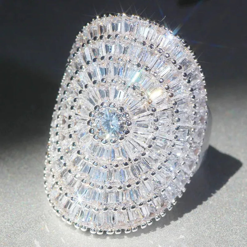 Luxury Cubic zirconia Statement Huge Multilayer Ring Wedding Bride Engagement Band Charm Women Ring JewelryWedding Bride Engagement Band Charm Ring