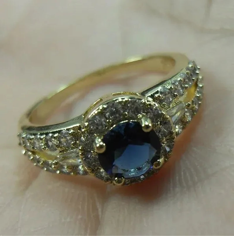 3-Color Natural 2.38CT White/Alexandrite/Sapphire Diamond 14K Yellow Gold Wedding Ring Size 6-10