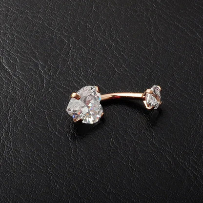 Trendy 925 Sterling Silver Heart Diamond Drop Belly Button Rings Women Belly Body Piercing Button Navel Ring Jewerly