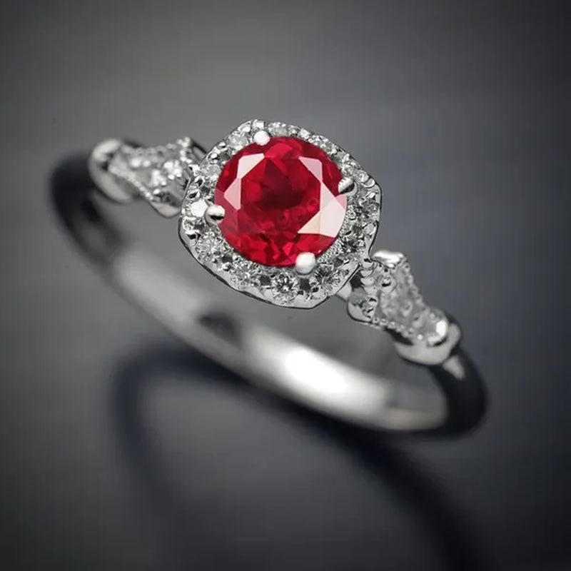 New and Noble Aquamarine/Ruby/Green Zircon AAA Ring Gold-Plated Jewelry Engagement Ring