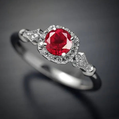 New and Noble Aquamarine/Ruby/Green Zircon AAA Ring Gold-Plated Jewelry Engagement Ring