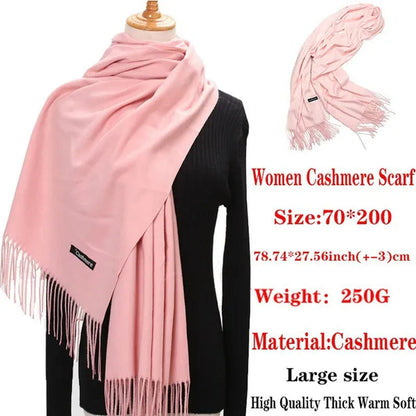 200X*70cm Fashion Solid Color Women Scarf Winter Hijabs Tassels Long Lady Shawls Cashmere Like Pashmina Hijabs Scarves Wraps