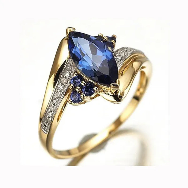 Size 6 7,8,9 ,10 Jewelry Women'S Blue Sapphire 18K Golden Plated Ring Gift (Choice Color and Size )