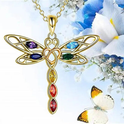 Delicate Colorful Zircon Dragonfly Necklace Insect Dragonfly Wings Pendant Engagement Necklaces for Women Insect Jewelry Creative Dragonfly Accessories Birthday Party Anniversary Gift