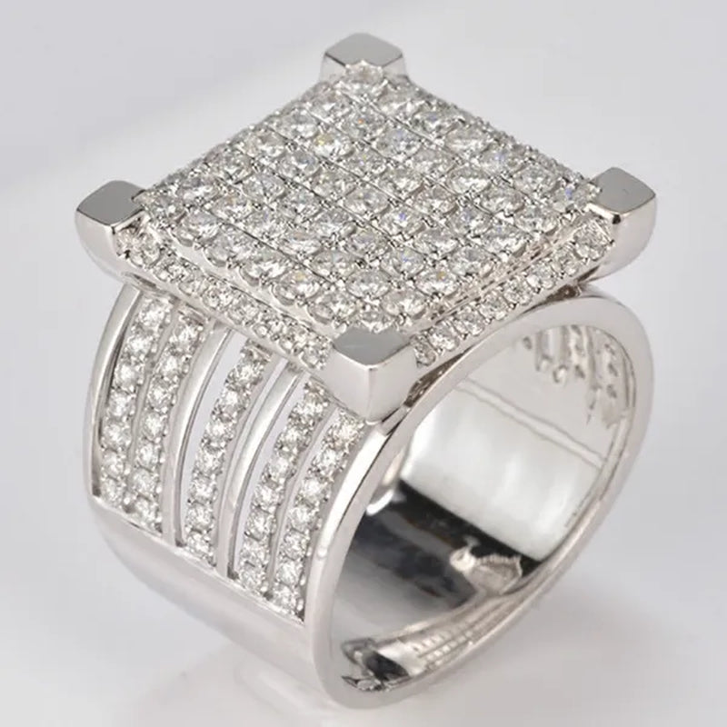 Men's Natural White Stone 925 Sterling Silver Ring Gifts