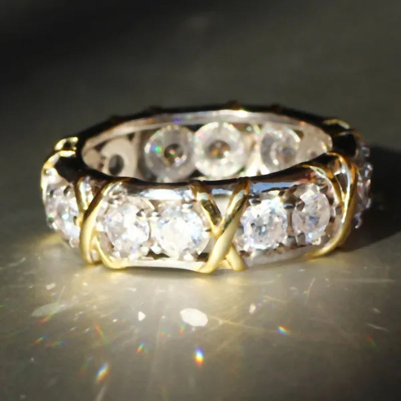Luxurious  Silver Glod Filled Natural Gemstones White Sapphire Wedding Birthstone Bride Flower Engagement Ellipse Ring Jewelry Size 6 7 8 9 10