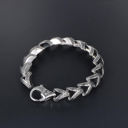 Stainless Steel Link of Dragon Scale Bangle Bracelet for Men Punk Rock Vintage Silver Bracelet