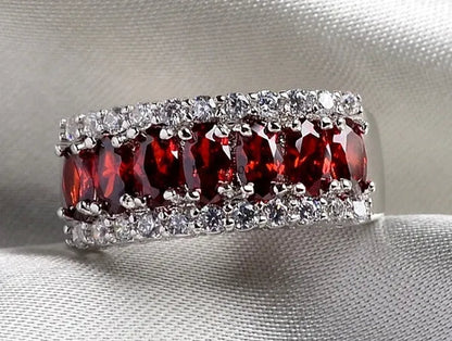 Sz6-9 Fashion Jewelry 10KT White Gold Filled 7CT Ruby Zircon CZ Women's Wedding Ring Band