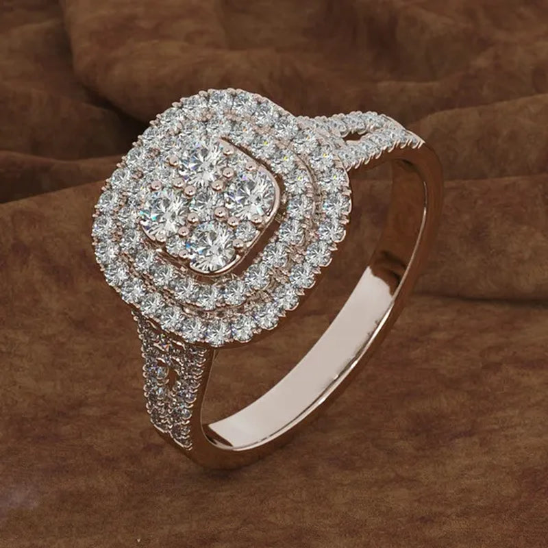 Classic Wedding Jewelry Set Stud Earrings + Pendant Necklace + Ring Lady Fashion Party Accessories