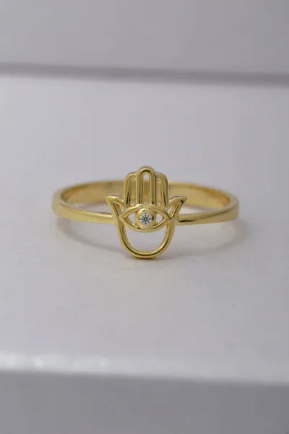 Special Design Hamsa Ring, 925 Sterling Silver Hamsa Ring, Fatima Hand Ring, Handmade Silver Hamsa Ring, Delicate Silver Ring, Silver Ring, Delicate Silver Ring, Religious Ring, (White, Rose and Gold), Valentine's Day Gift, Christmas Gift, Mothers Gift