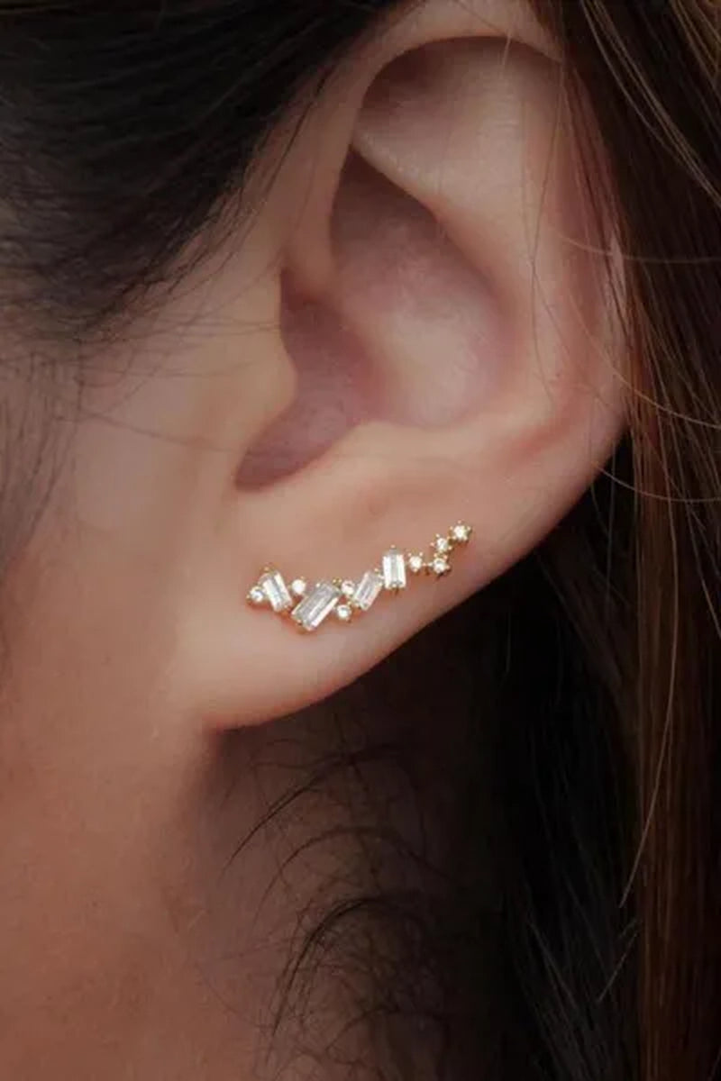 Climbing Earrings for Women Crystal Zircon Stud Earrings Girl Birthday Party Gift Jewelry