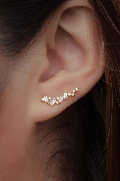 Climbing Earrings for Women Crystal Zircon Stud Earrings Girl Birthday Party Gift Jewelry