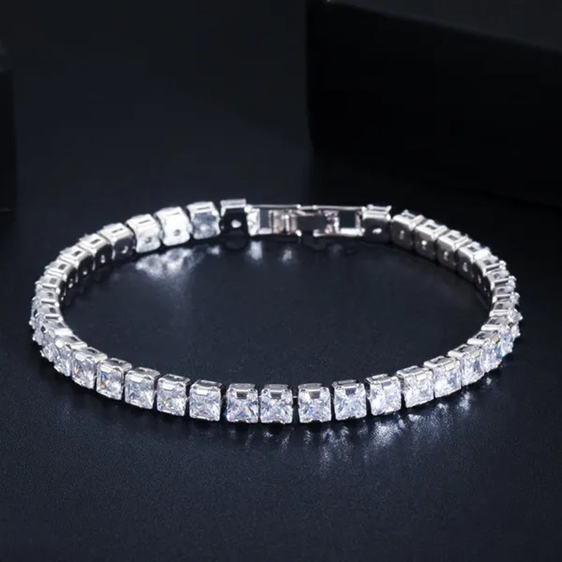 Gloriya Luxury Wedding Party Jewellery Sets Setting Shiny Cubic Zirconia Tennis Bridal Necklace Earrings and Bracelet Set