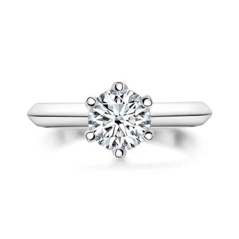 18k White Gold 2Ct Round Cut Moissanite Solitaire Six Claw Diamond Engagement Wedding Ring Jewelry Gifts Size 6-10 with Certified