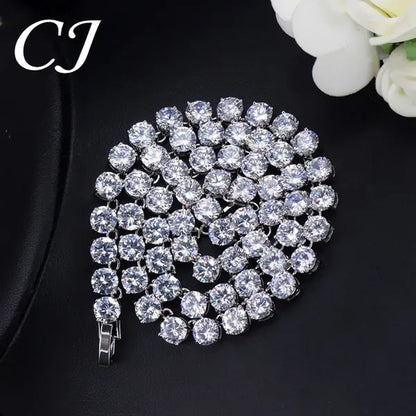 CANDICE Hot Sale White Gold Plated round CZ Stone Classic Women Wedding Necklace & Earrings Jewelry Set