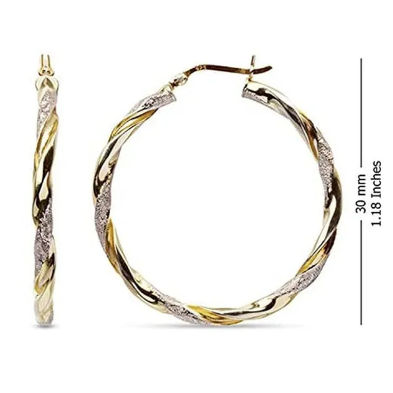 Luxury 14K Solid Gold Hoop Earrings Spiral Circle Earrings Simple Earrings Big Circle Gold Color Loop Earrings for Women