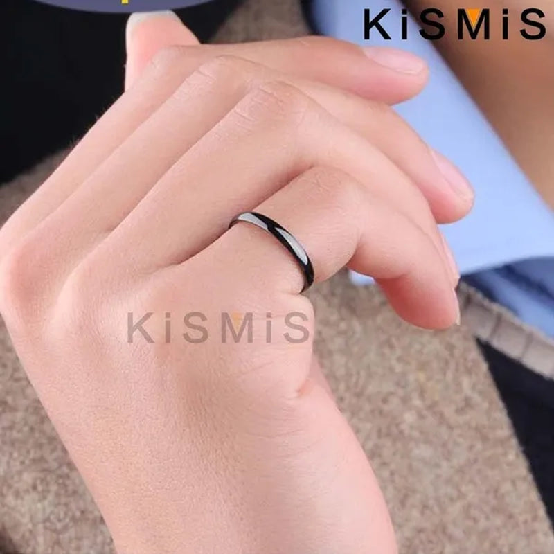 Titanium Steel Stackable Ring 2MM Plain Dome High Polished Wedding Band Women Men Comfort Fit Classic Couple Rings Kismis Accessories for Daily Wear, Engagement, Promise, Anniversary - Black/Silver/Gold/Rose Gold, Size 3-12 ( 1PC )