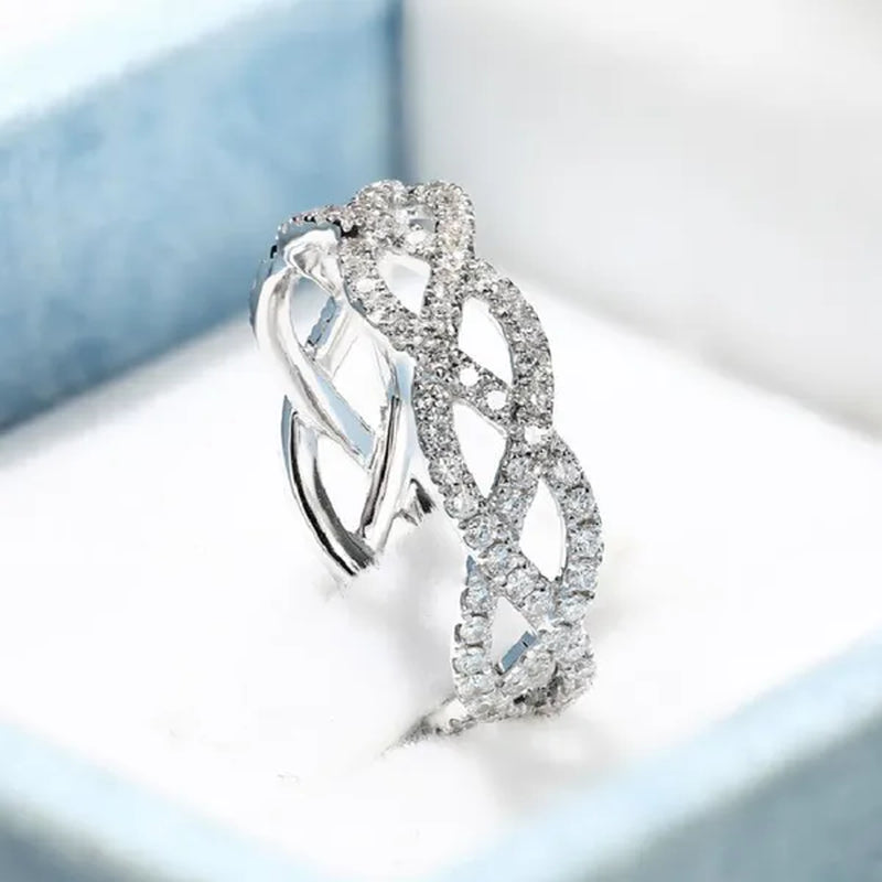 Luxury Jewelry 925 Sterling Silver Twist Ring White Sapphire Diamond Rings for Women Wedding Engagement Party Anniversary Gift