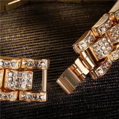 Fashion Men 24K Gold / 925 Silver Plated Solid Stainless Steel Bracelet Iced DIAMOND Link Chain Bracelet 7/8 Inch