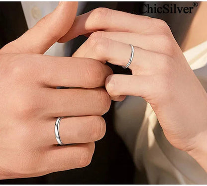 Chicsilver Ring Solid 925 Sterling Silver 2/3Mm Thin Plain Dome High Polish Wedding Band Rings for Him and Her Size 4-12