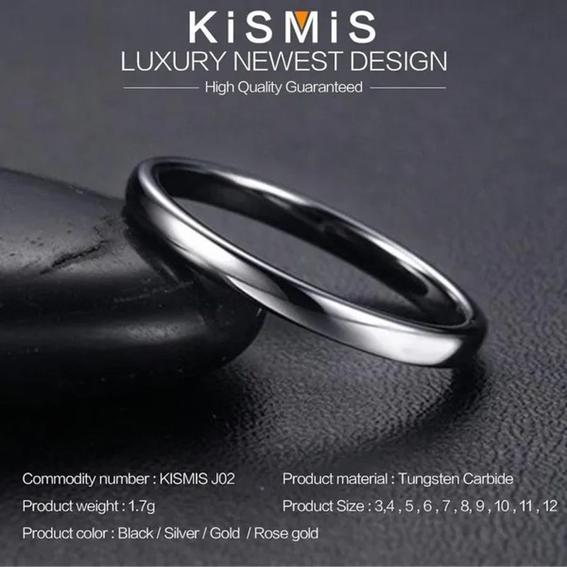 Titanium Steel Stackable Ring 2MM Plain Dome High Polished Wedding Band Women Men Comfort Fit Classic Couple Rings Kismis Accessories for Daily Wear, Engagement, Promise, Anniversary - Black/Silver/Gold/Rose Gold, Size 3-12 ( 1PC )