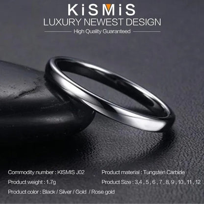 Titanium Steel Stackable Ring 2MM Plain Dome High Polished Wedding Band Women Men Comfort Fit Classic Couple Rings Kismis Accessories for Daily Wear, Engagement, Promise, Anniversary - Black/Silver/Gold/Rose Gold, Size 3-12 ( 1PC )