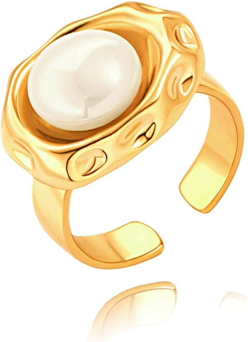 18K Gold Adjustable Circle Ring, Simple Link Chain Knuckle Rings CZ, Fashion Stacking Finger Jewelry