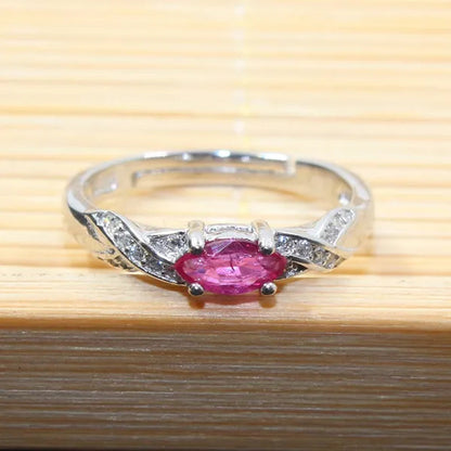 Elegant silver ruby for girl 3 mm * 6 mm natural Myanmar ruby ring 925 sterling silver ruby ring romantic gift for girlfriend