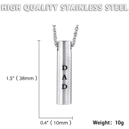 Mom Dad Stainless Steel Urn Necklaces for Women Men Cremation Pendant Necklace for Memorial Ashes Jewelry Silver