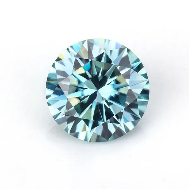 Excellent Moissanite with Certificate Brilliant Loose Moissanite Blue Green Color round Cut Diamond 6.5 MM 1CT